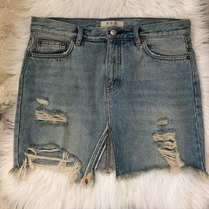 We The Free high-waisted denim mini skirt